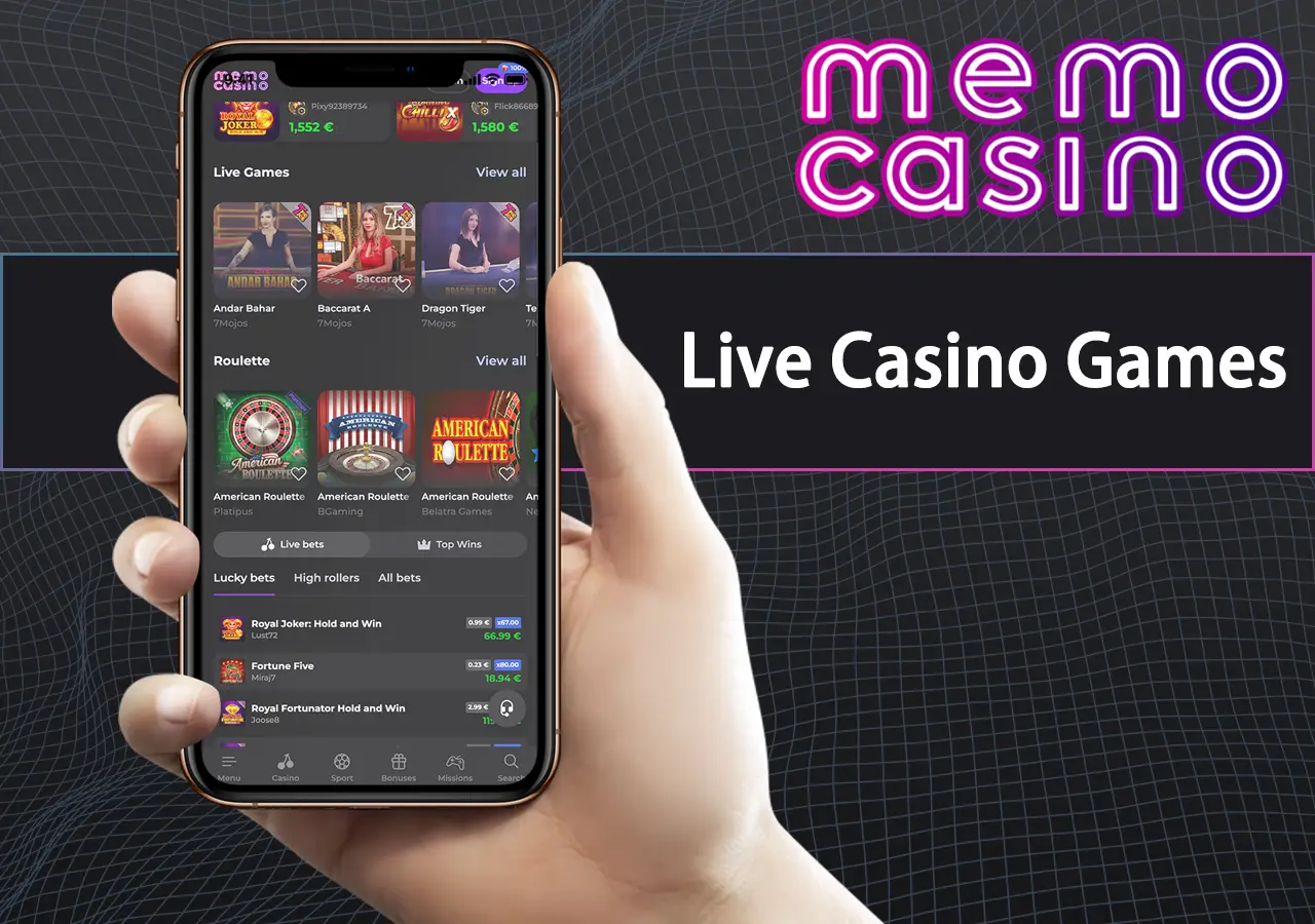 Live Casino Games at Memo