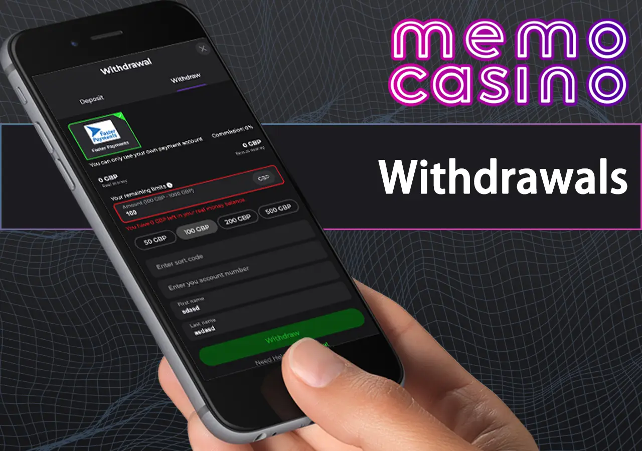 Withdrawals at Memo Casino