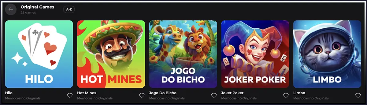 Original Games at Memo Casino